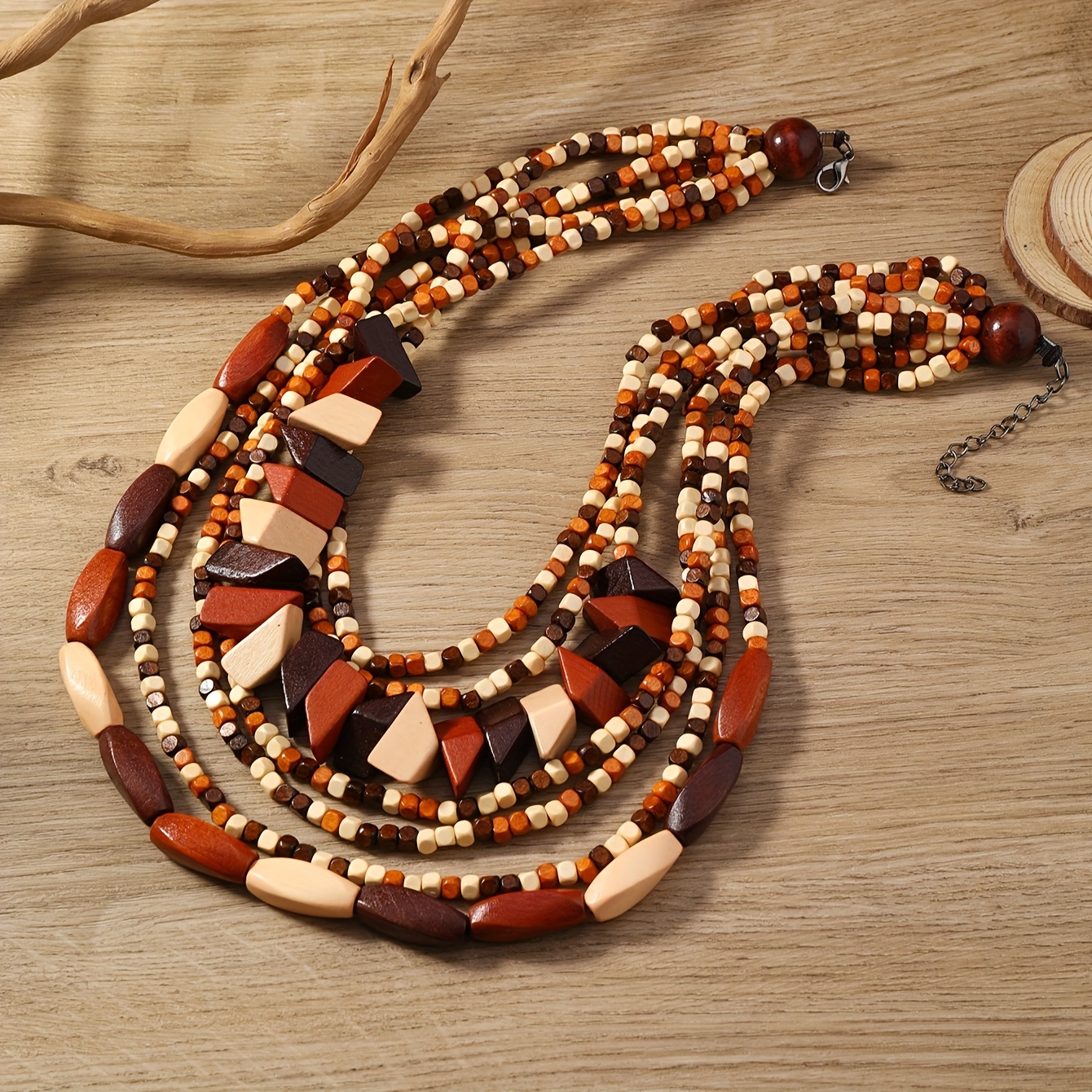 Ethnic Beads Sweater Chain Necklace